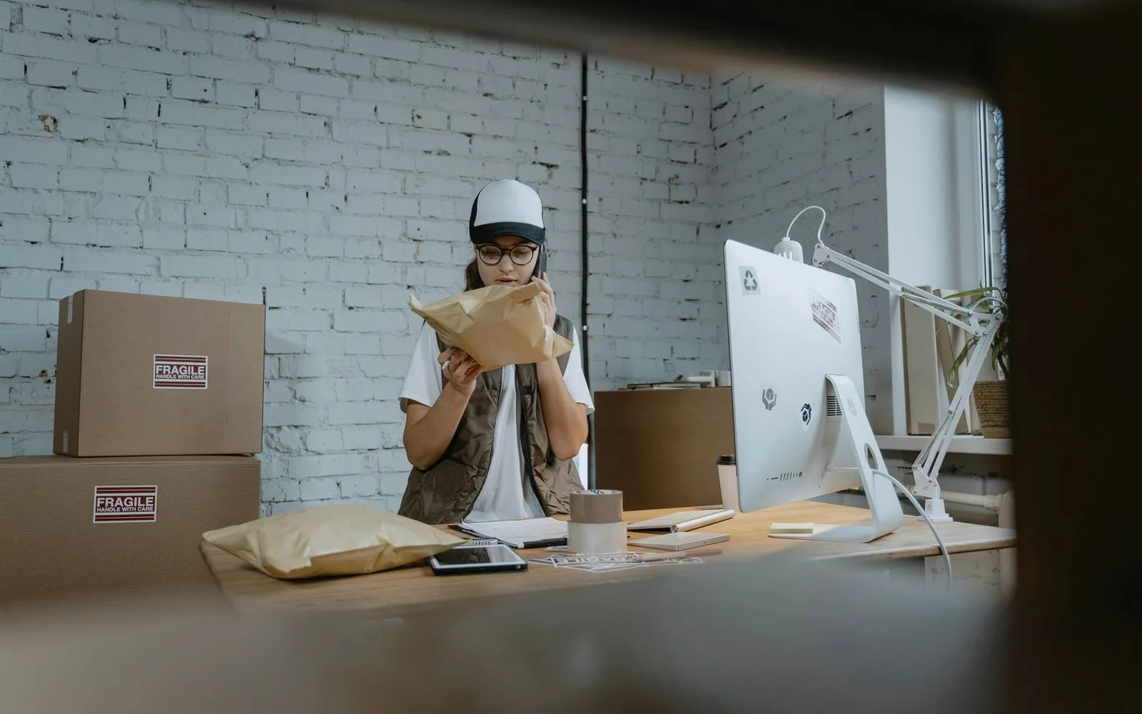 Professional workspace parcels used to represent business courier support